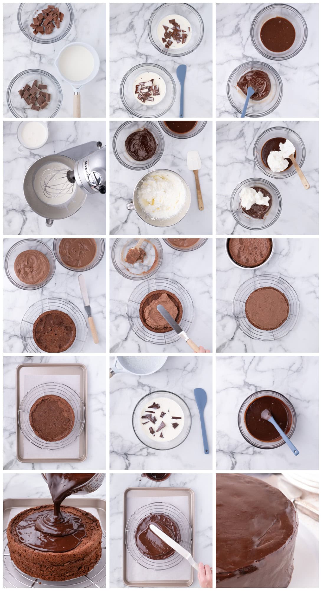 Step by step photos on how to make a Chocolate Mousse Cake.