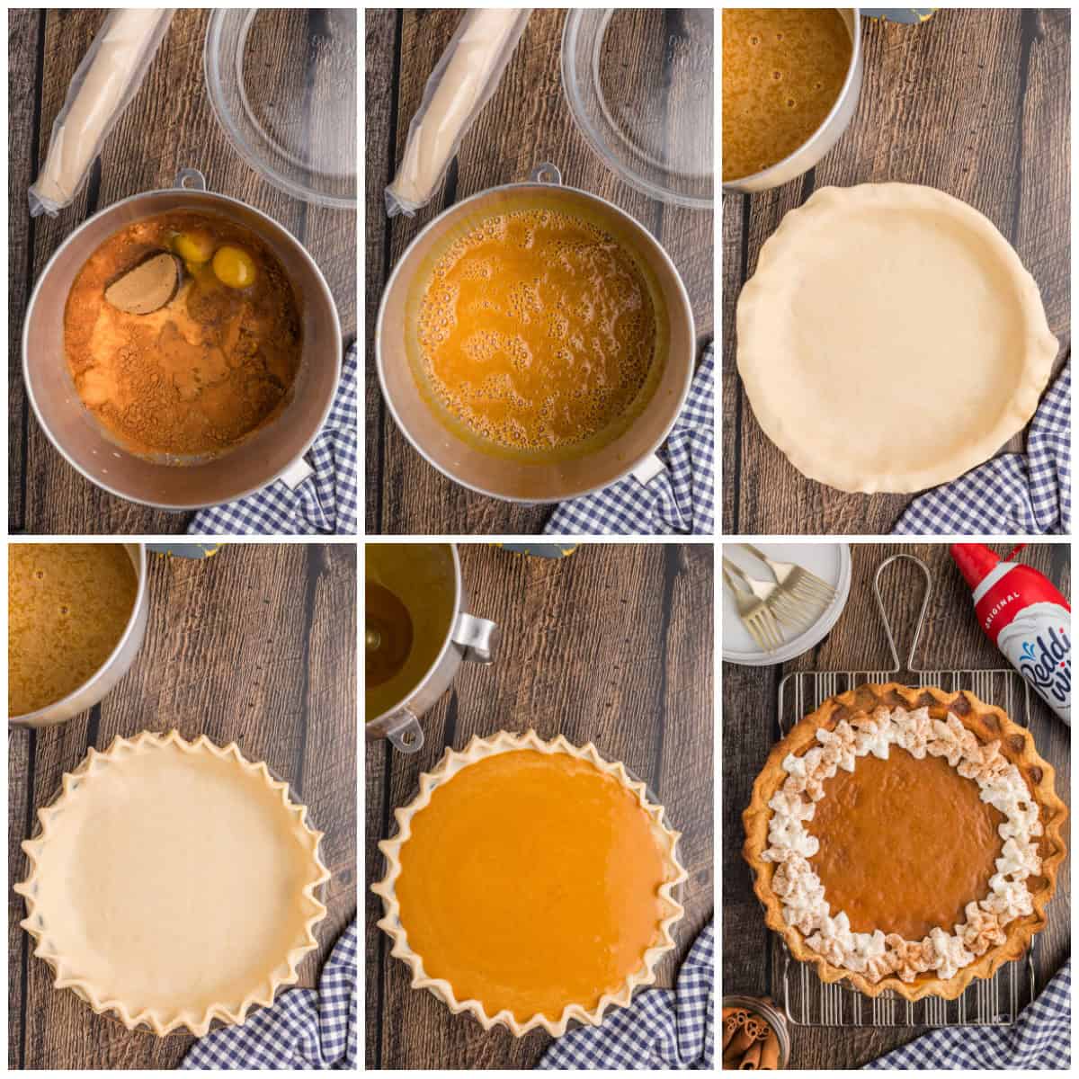 Step by step photos on how to make an Easy Pumpkin Pie.