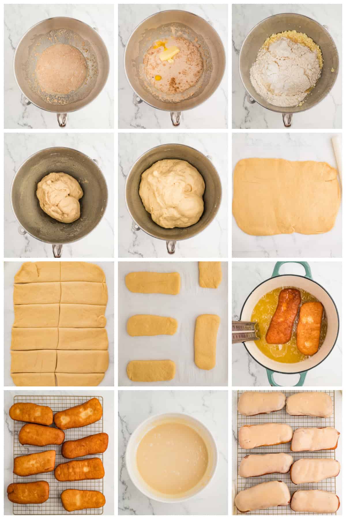 Step by step photos on how to make Maple Bars.