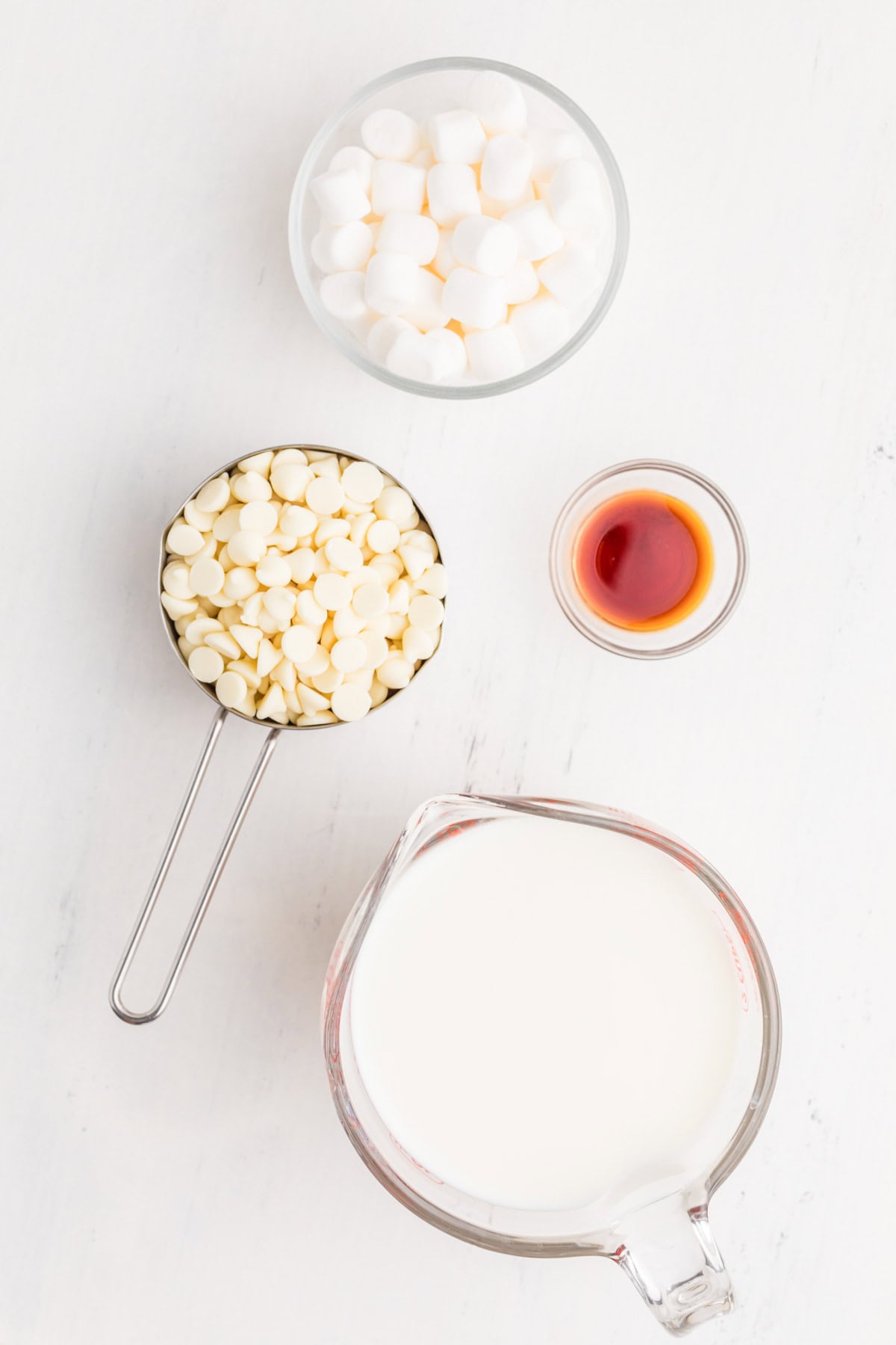 Ingredients needed to make Easy White Hot Chocolate.