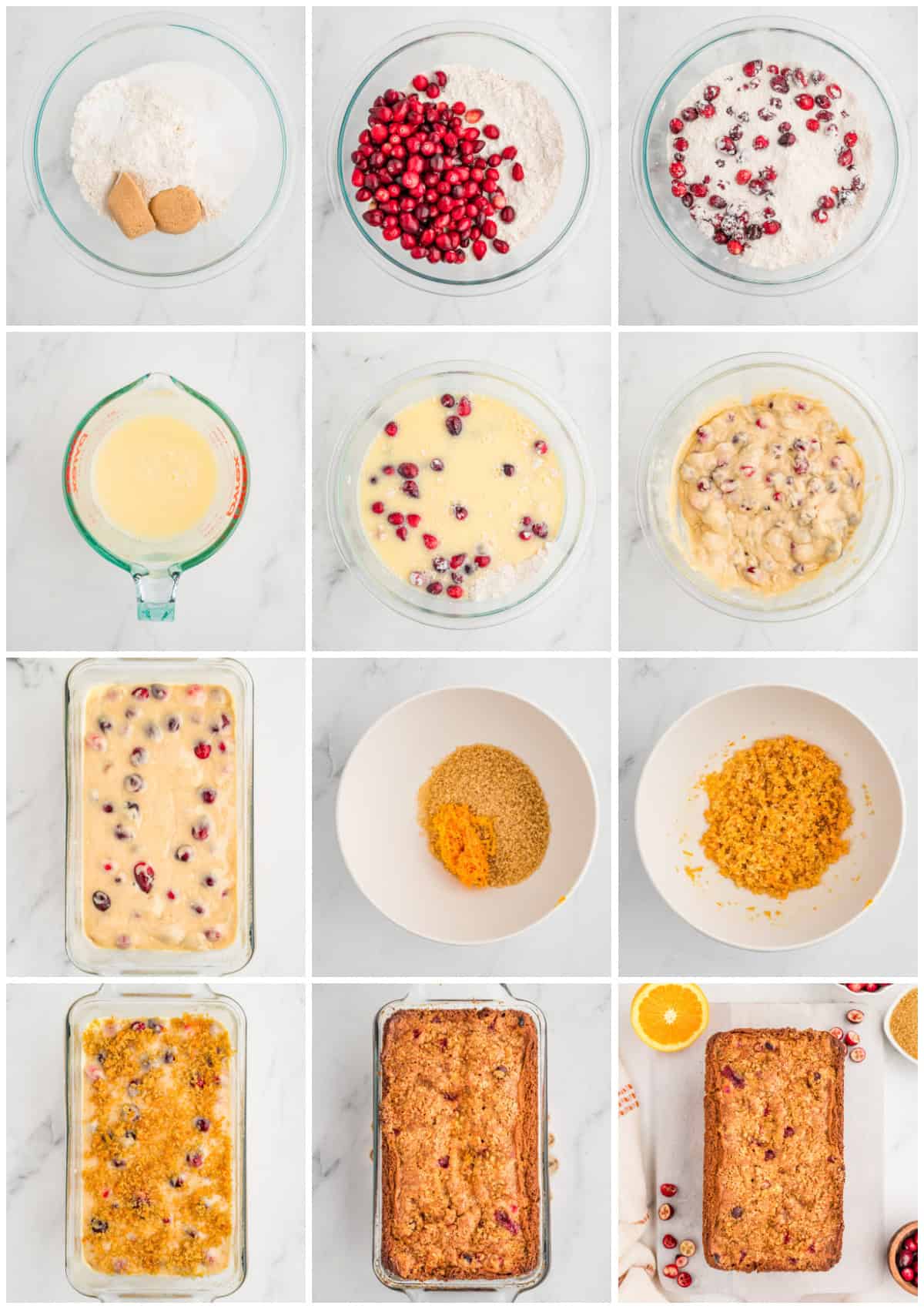 Step by step photos on how to make Cranberry Bread.