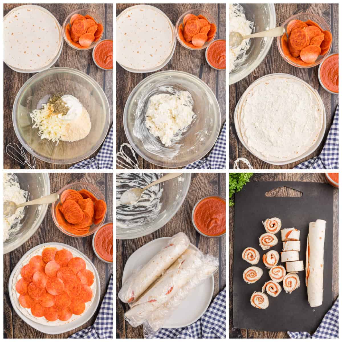 Step by step photos on how to make Pepperoni Pinwheels.