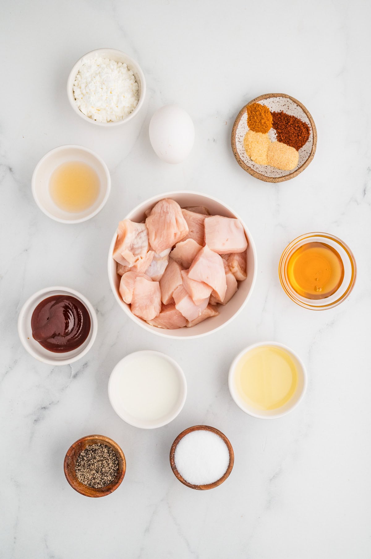 Ingredients needed to make BBQ Chicken Bites.