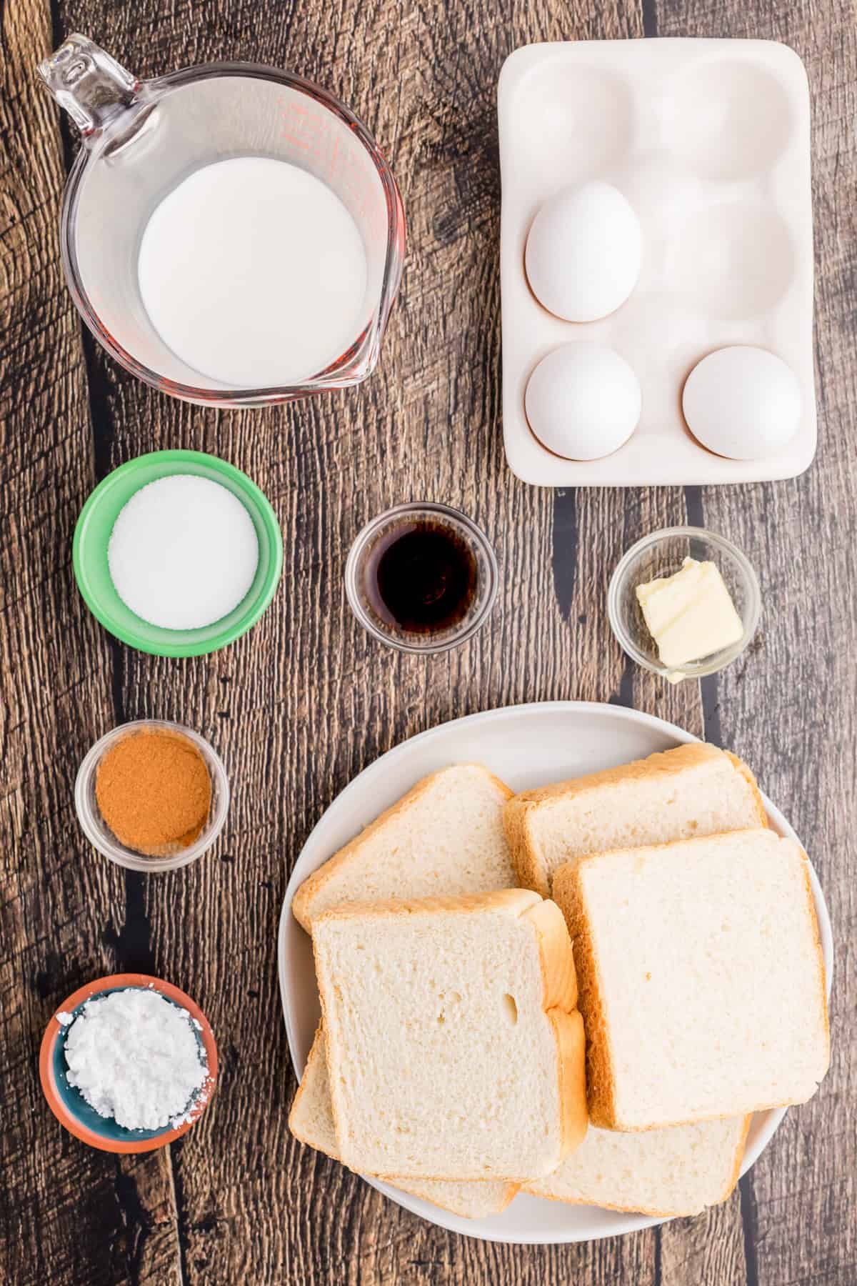 Ingredients needed to make French Toast Bites.