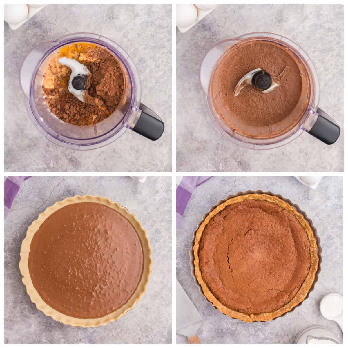 Step by step photos on how to make a Fudge Pie.