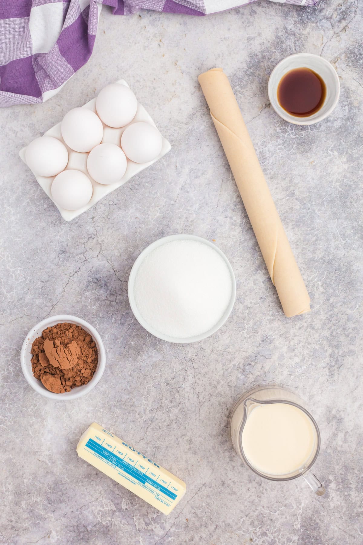 Ingredients needed to make Fudge Pie.