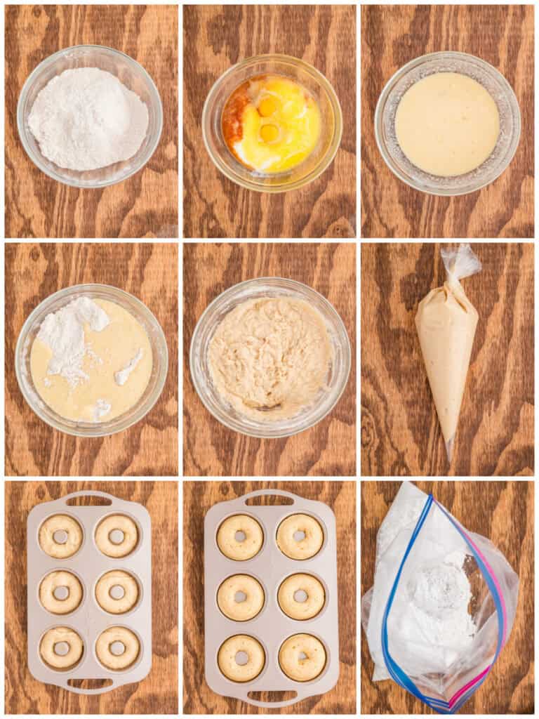 Step by step photos on how to make Powdered Sugar Donuts.