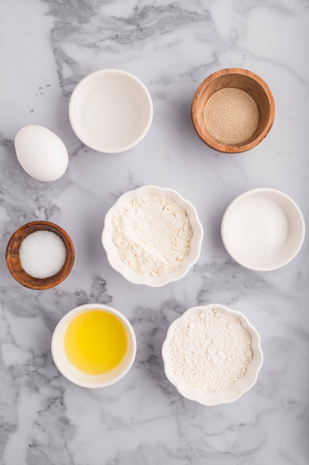 Ingredients needed to make Homemade Bread Bowls.