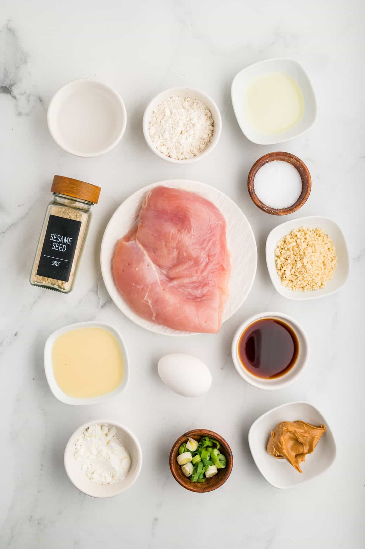 Ingredients needed to make Peanut Butter Chicken.