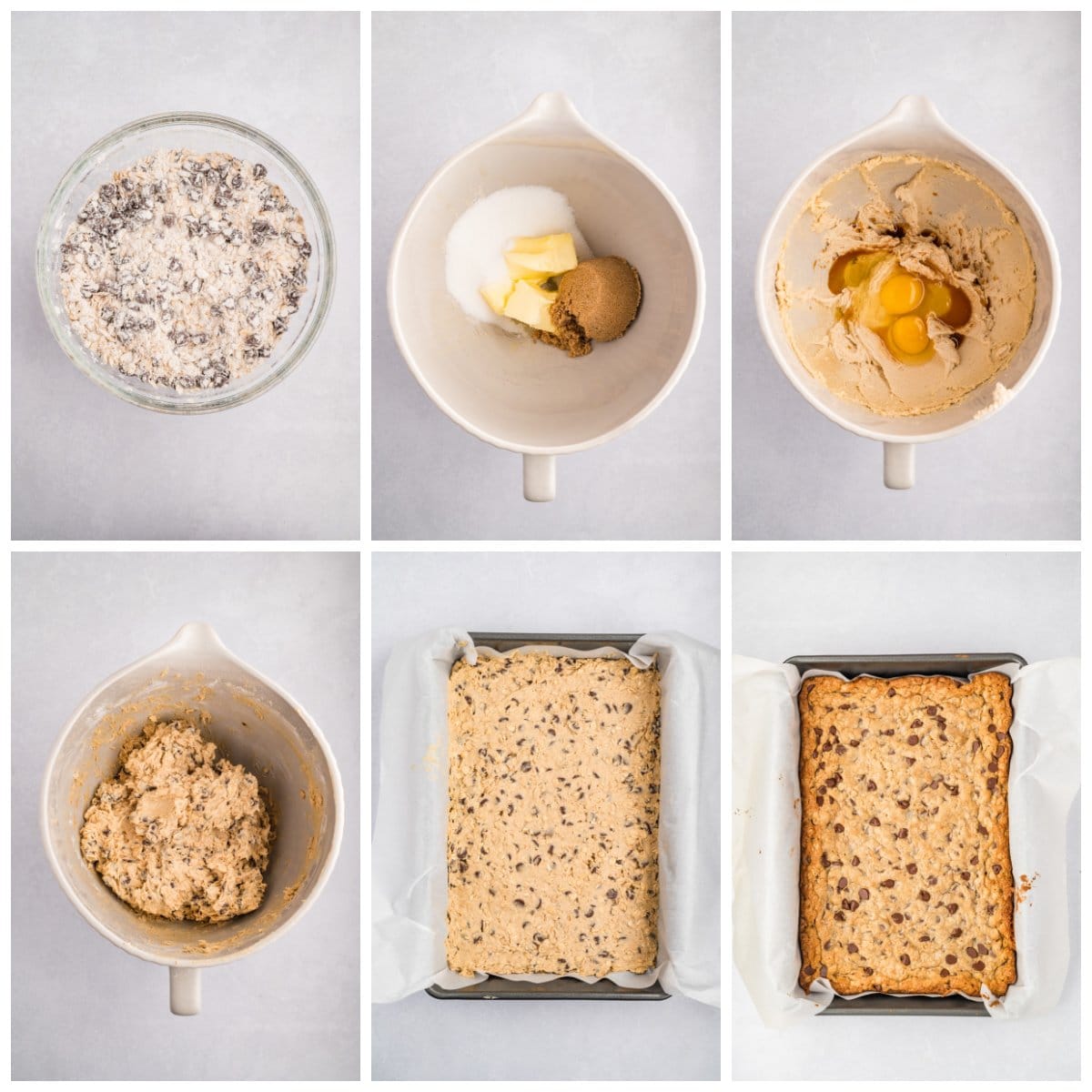 Step by step photos on how to make Chocolate Chip Oatmeal Bars.