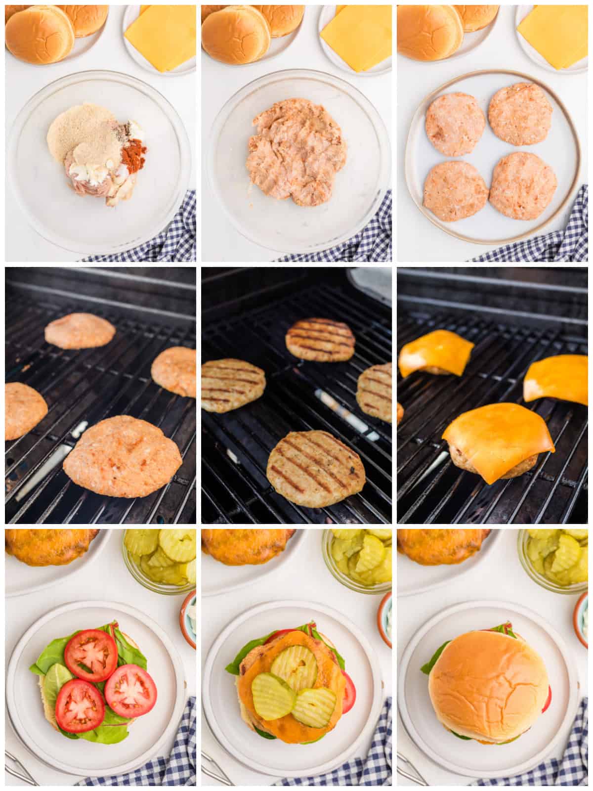 Step by step photos on how to make Chicken Burgers.
