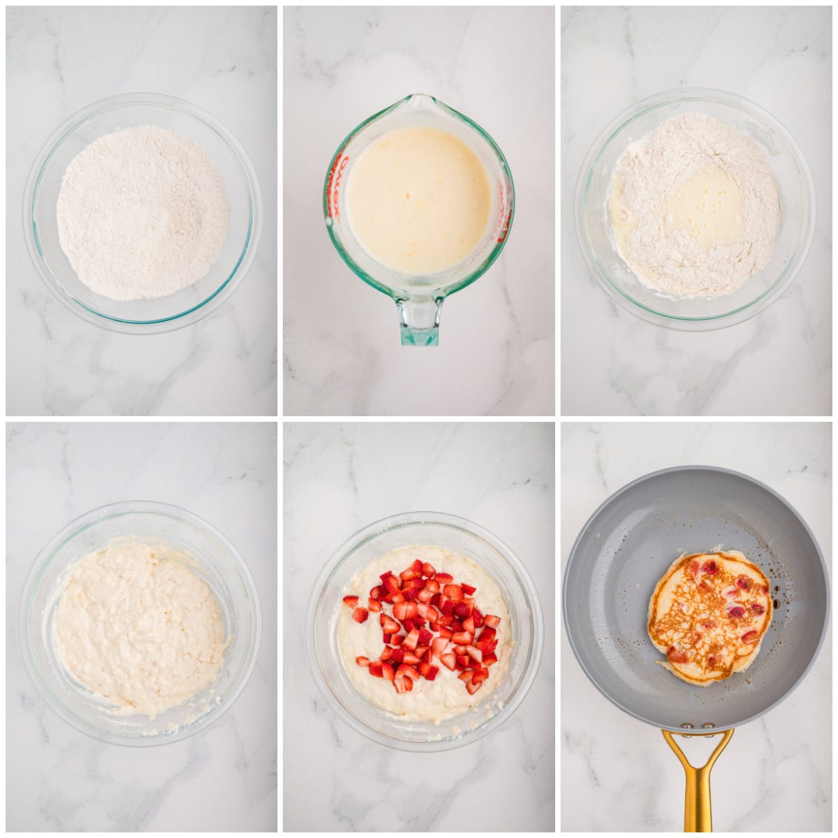 Step by step photos on how to make Strawberry Pancakes.