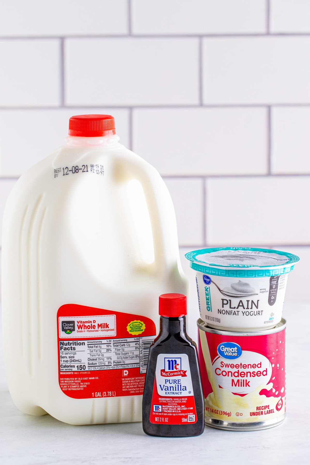 Ingredients needed to make Instant Pot Yogurt.
