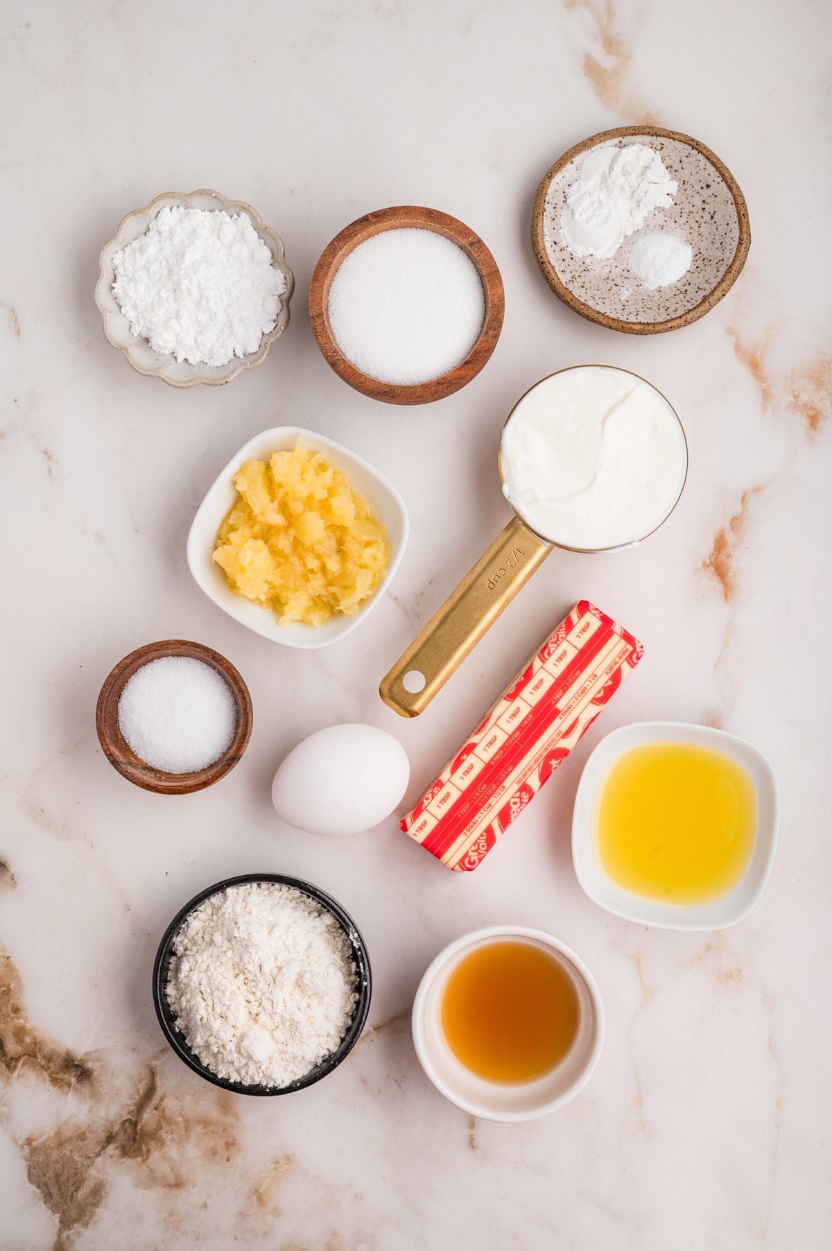 Ingredients needed to make Pineapple Bread.