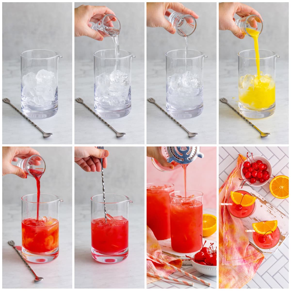 Step by step photo on how to make a Sex on the Beach Cocktail.