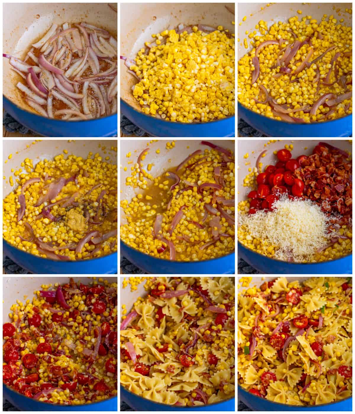 Step by step photos on how to make Bacon and Corn Pasta Salad.