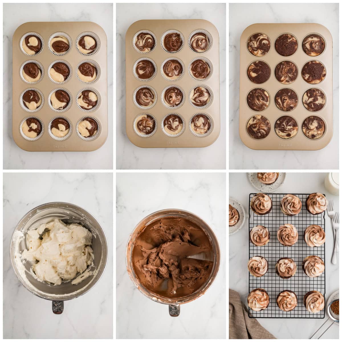 Second step by step photos on how to make Marble Cupcakes.
