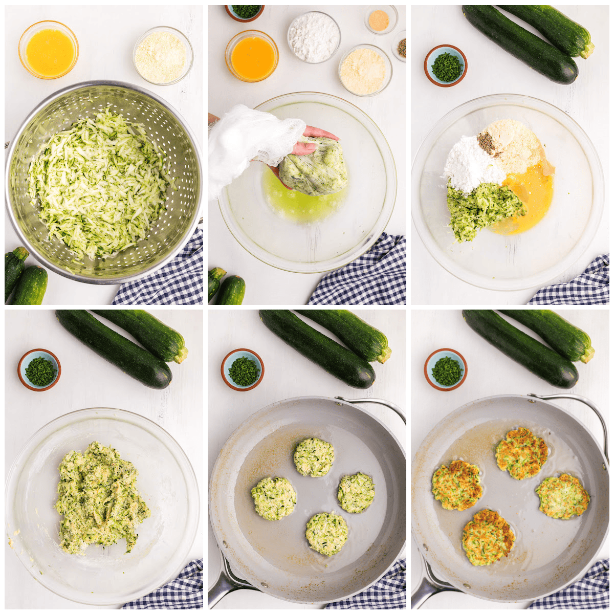 Step by step photos on how to make Zucchini Fritters.