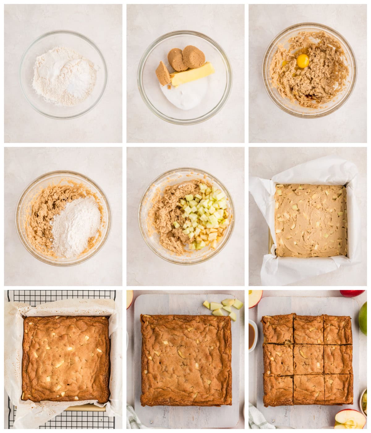 Step by step photos on how to make Apple Blondies.