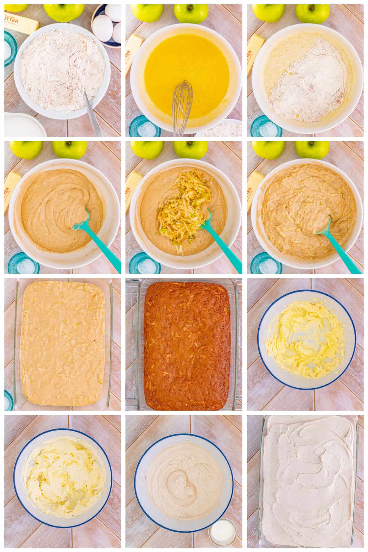 Step by step photos on how to make an Apple Cake.