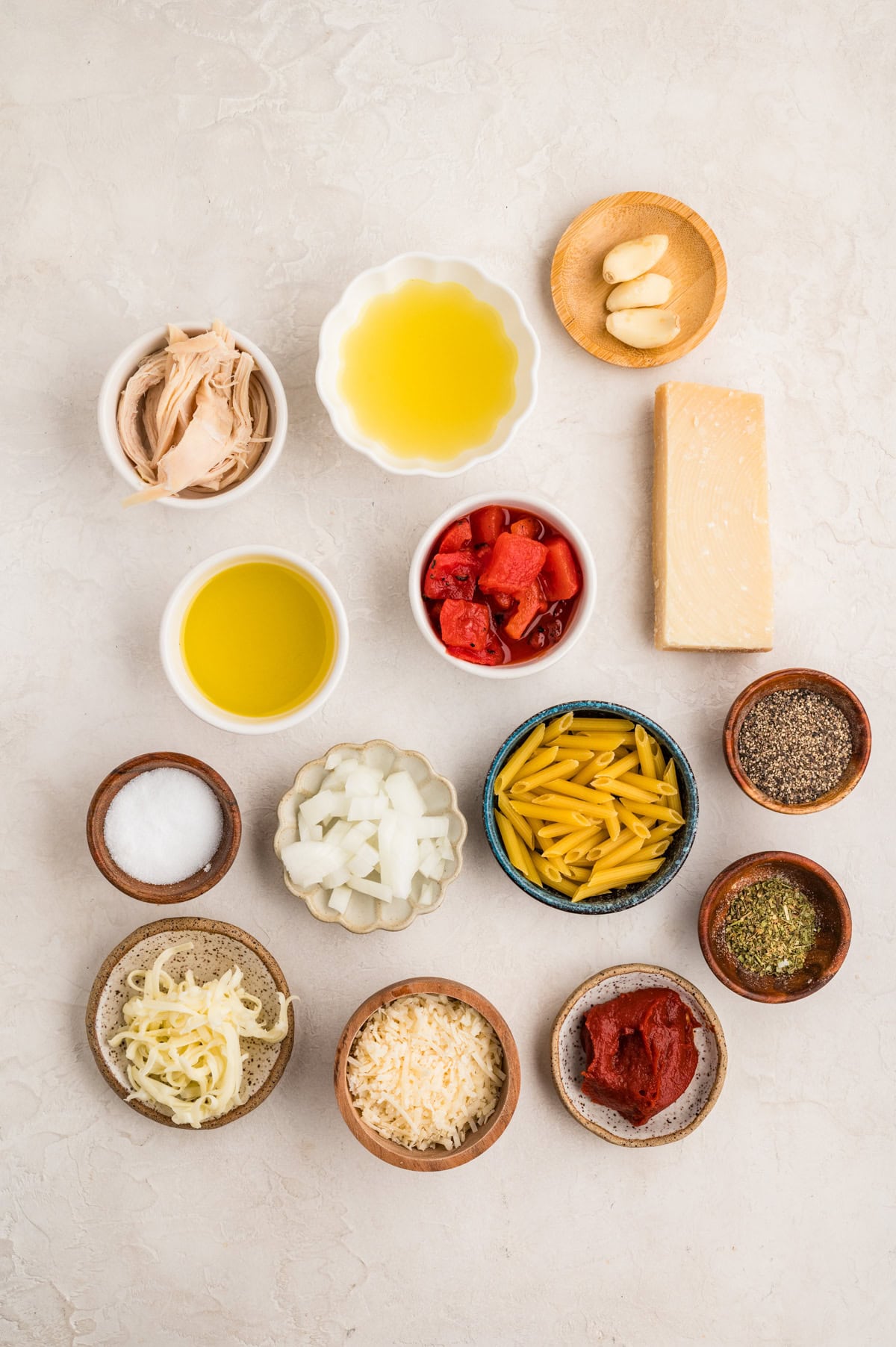 Ingredients needed to make Chicken Parmesan Soup.