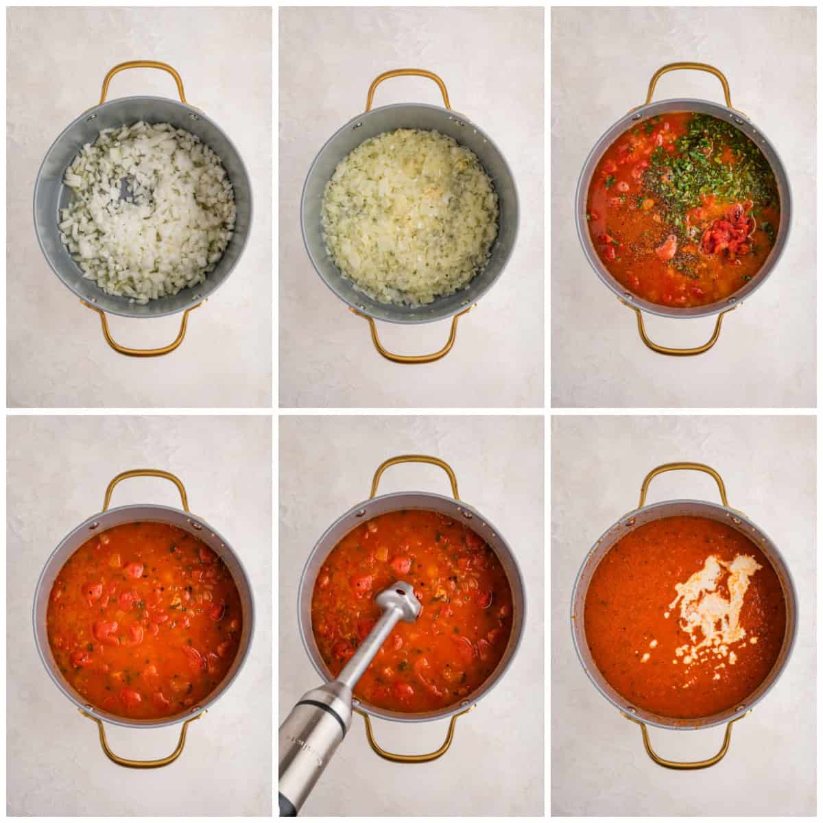 Step by step photos on how to make Creamy Tomato Soup.