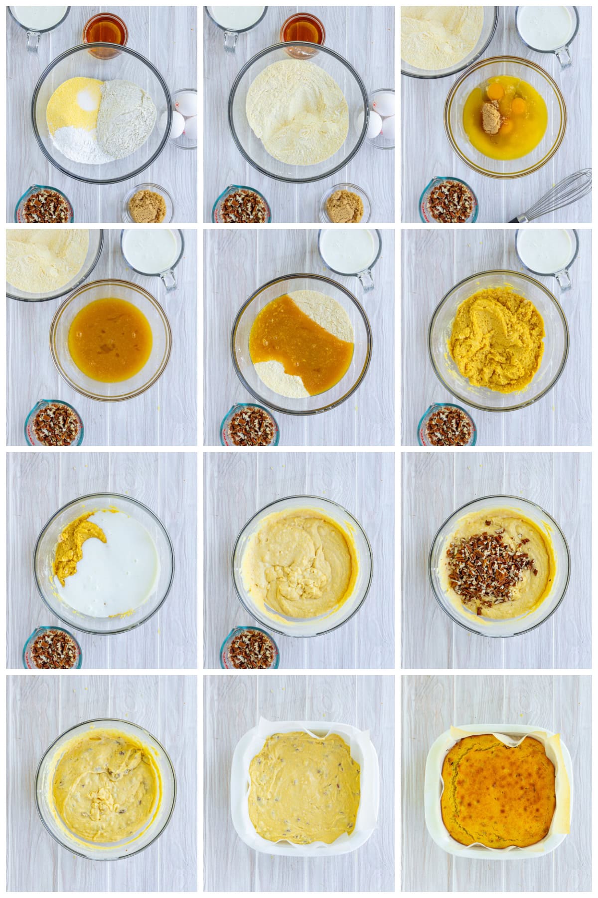 Step by step photos on how to make Pecan Cornbread.