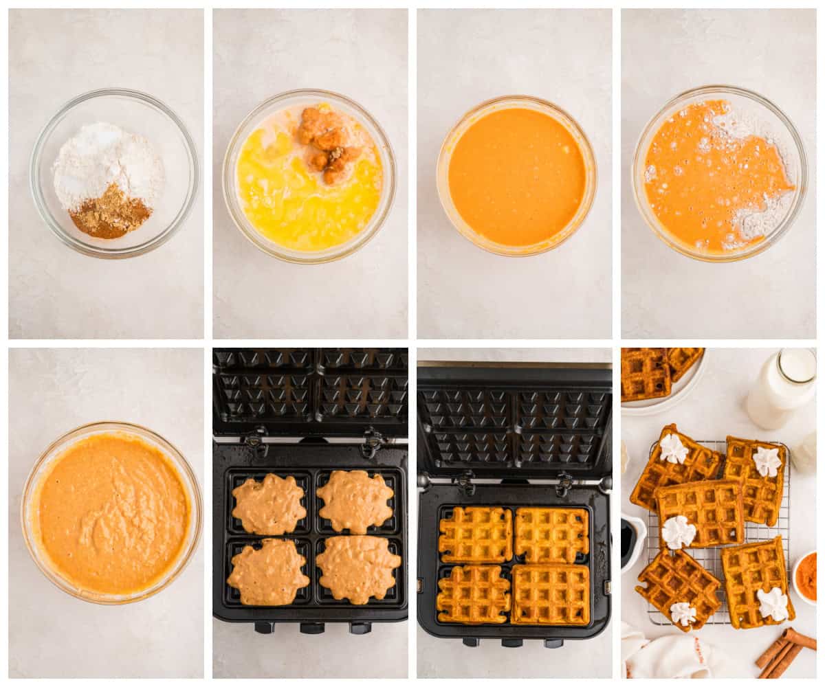 Step by step photos on how to make Pumpkin Waffles.