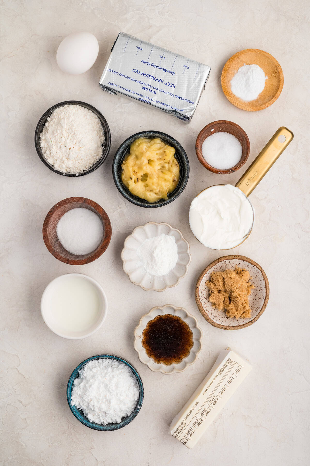 Ingredients needed to make a Banana Bundt Cake