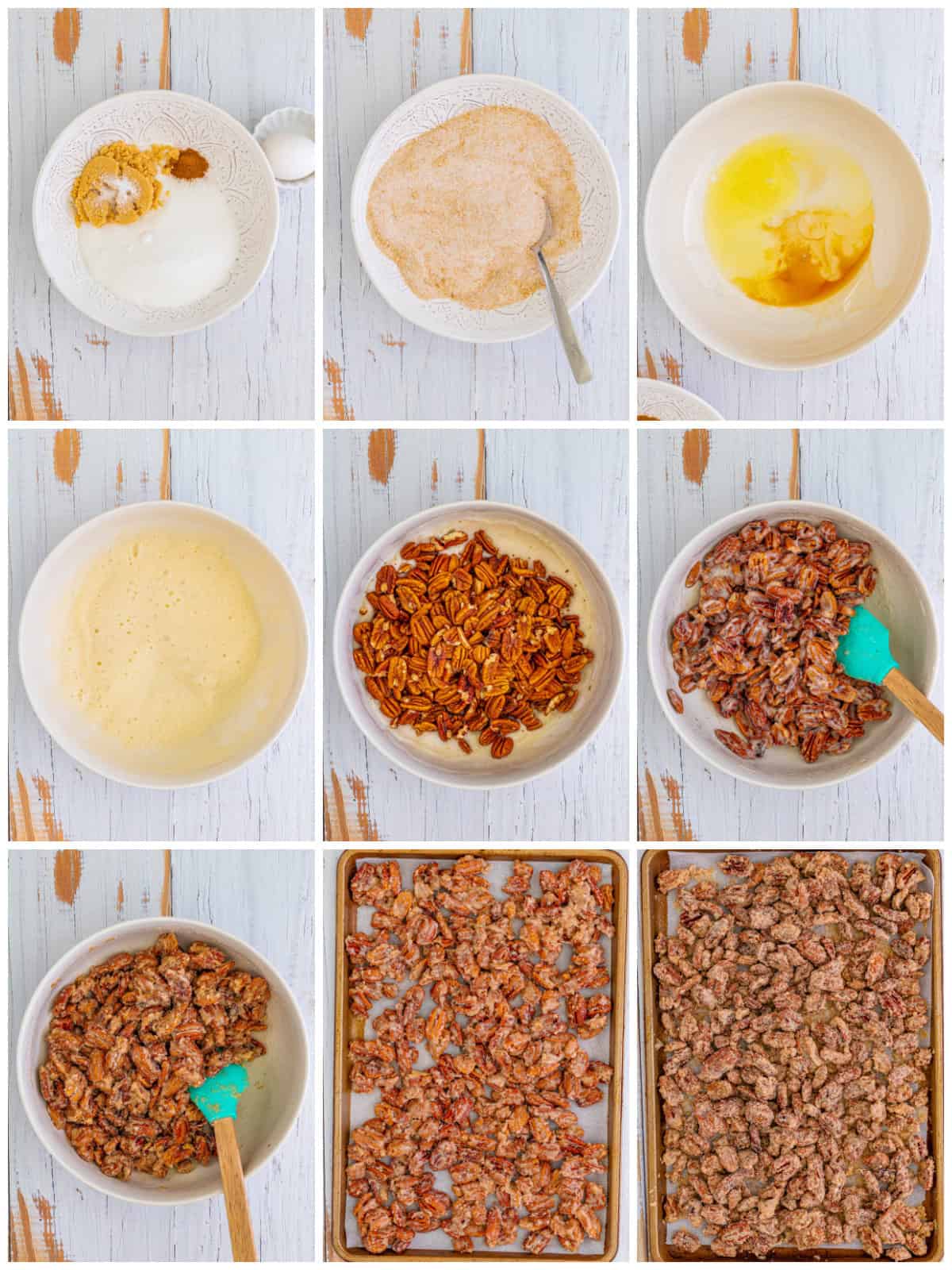Step by step photos on how to make a Candied Pecan Recipe.