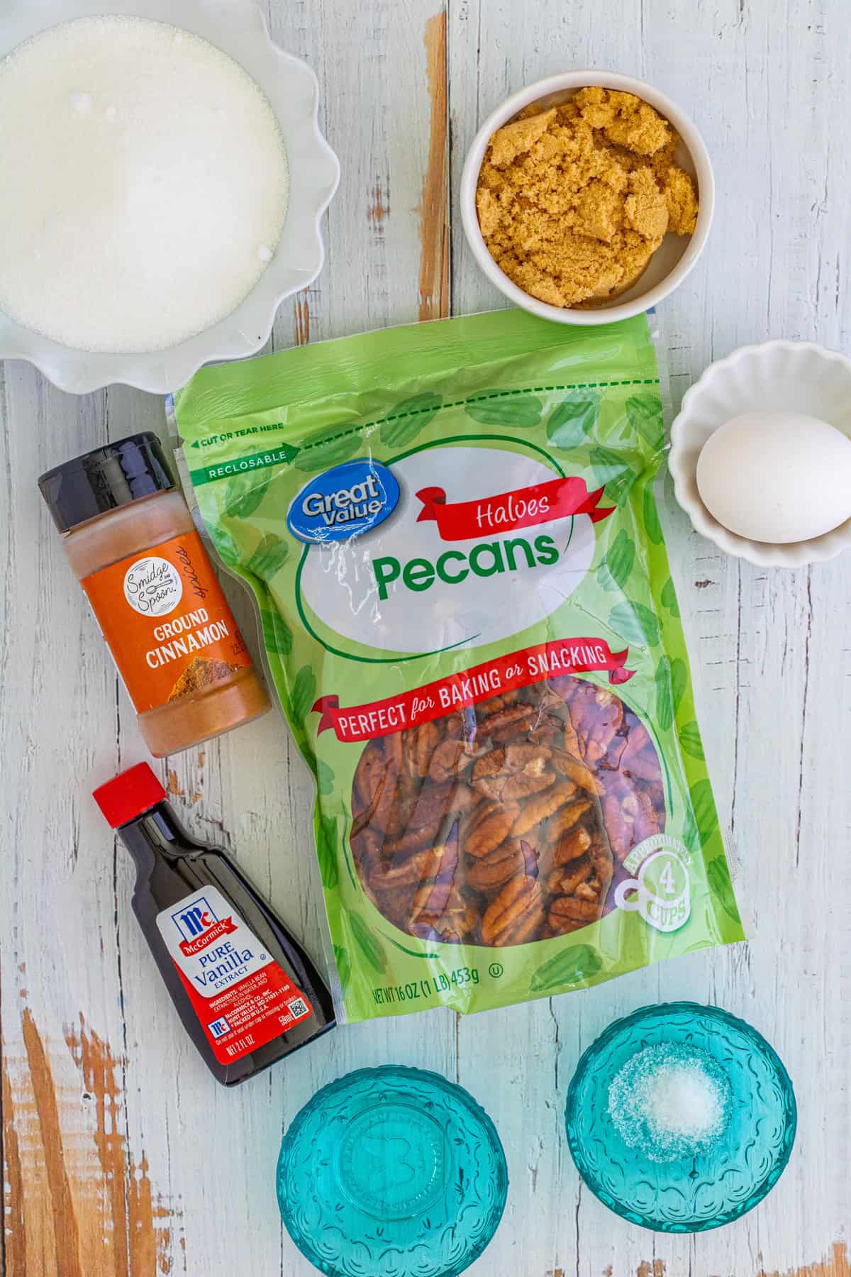Ingredients needed to make a Candied Pecan Recipe.
