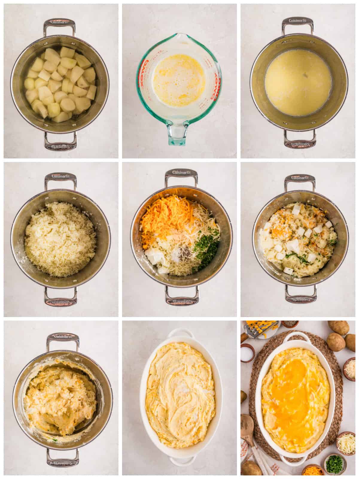 Step by step photos on how to make Cheesy Mashed Potatoes.