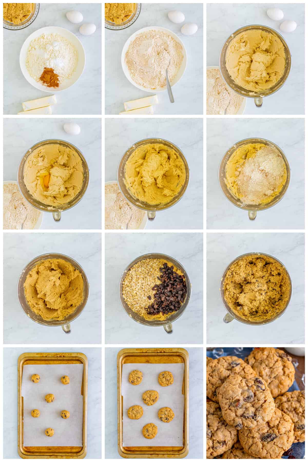 Step by step photos on how to make Oatmeal Raisin Cookies.