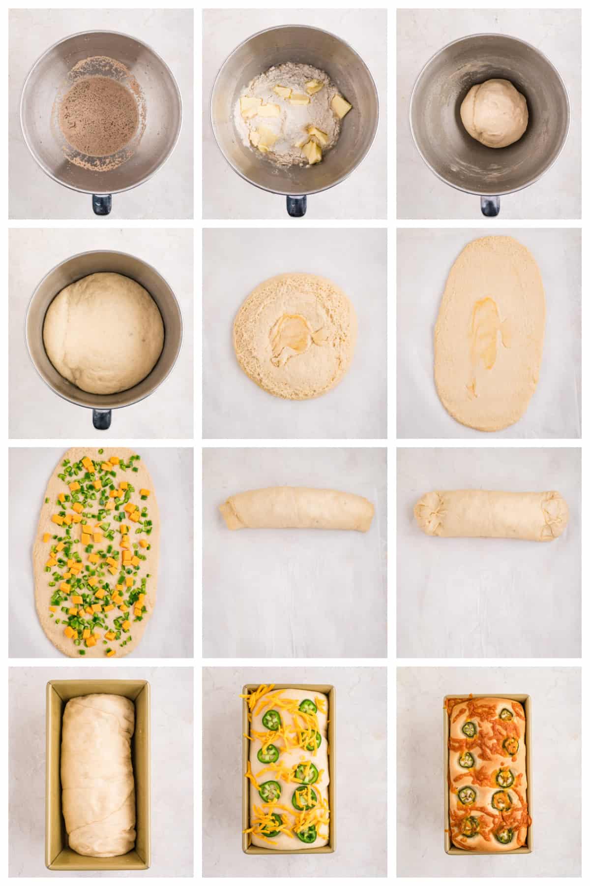 Step by step photos on how to make Jalapeno Cheddar Bread.
